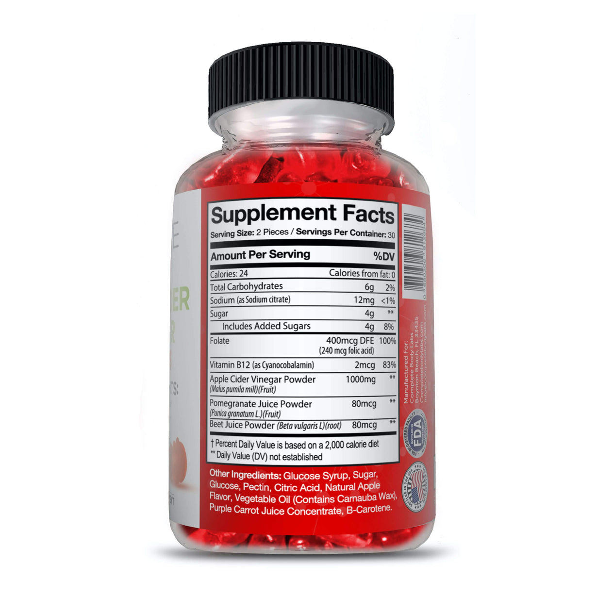 APPLE CIDER VINEGAR GUMMIES | Complete Body Labs | Probiotics, Nootropics, Brain Supplements, Protein Bars, Workout Supplements, Health Supplements, Omega-3 & Essential Vitamins For Men & Women