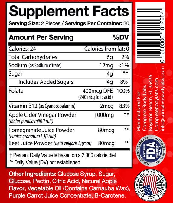 APPLE CIDER VINEGAR GUMMIES | Complete Body Labs | Probiotics, Nootropics, Brain Supplements, Protein Bars, Workout Supplements, Health Supplements, Omega-3 & Essential Vitamins For Men & Women