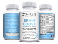 BRAIN BOOST (Advanced Focus Formula) Complete Body Labs | Probiotics, Nootropics, Brain Supplements, Protein Bars, Workout Supplements, Health Supplements, Omega-3 & Essential Vitamins For Men & Women