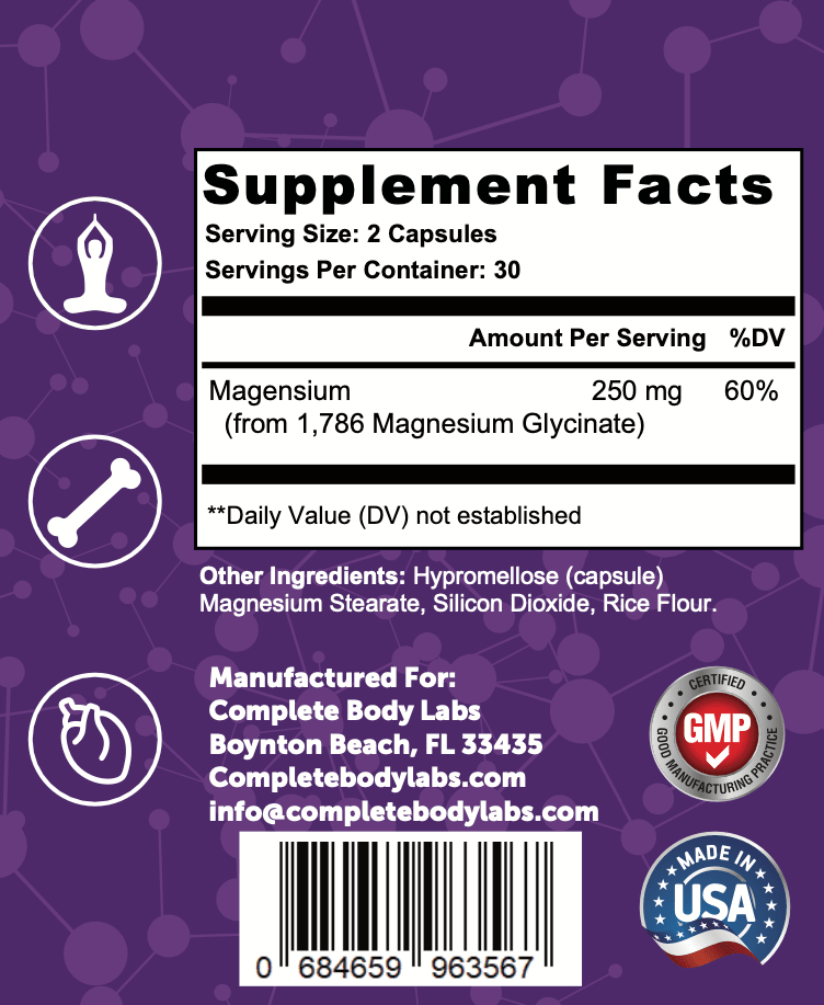 MAGNESIUM GLYCINATE Complete Body Labs 