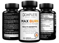MAX BURN (Advanced Fat Loss Thermogenic) Complete Body Labs | Probiotics, Nootropics, Brain Supplements, Protein Bars, Workout Supplements, Health Supplements, Omega-3 & Essential Vitamins For Men & Women