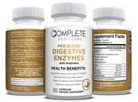 PRO BLEND DIGESTIVE ENZYMES (with Probiotics) Complete Body Labs | Probiotics, Nootropics, Brain Supplements, Protein Bars, Workout Supplements, Health Supplements, Omega-3 & Essential Vitamins For Men & Women