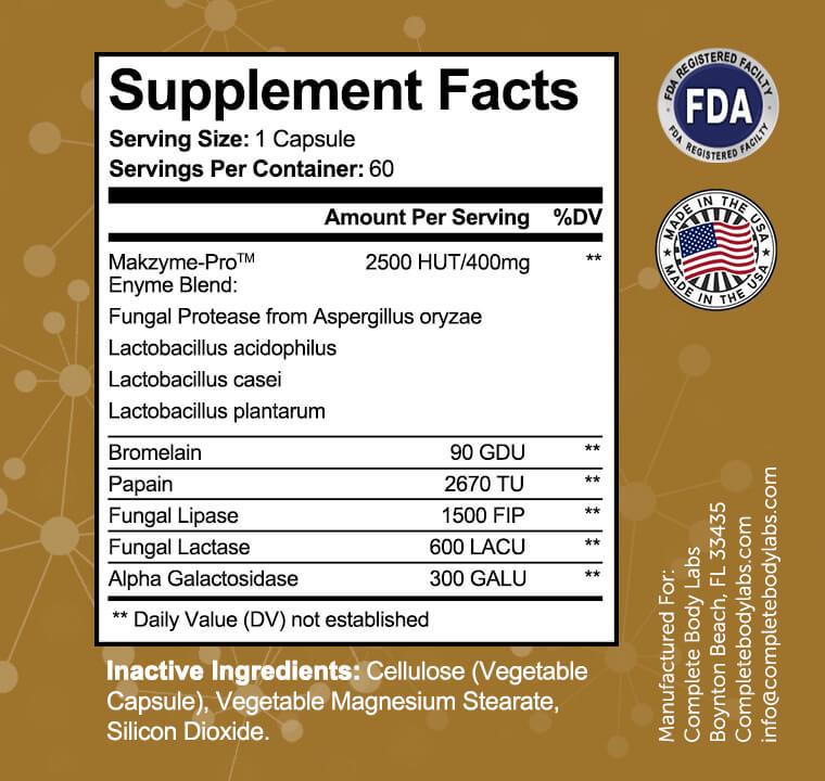PRO BLEND DIGESTIVE ENZYMES (with Probiotics) Complete Body Labs | Probiotics, Nootropics, Brain Supplements, Protein Bars, Workout Supplements, Health Supplements, Omega-3 & Essential Vitamins For Men & Women
