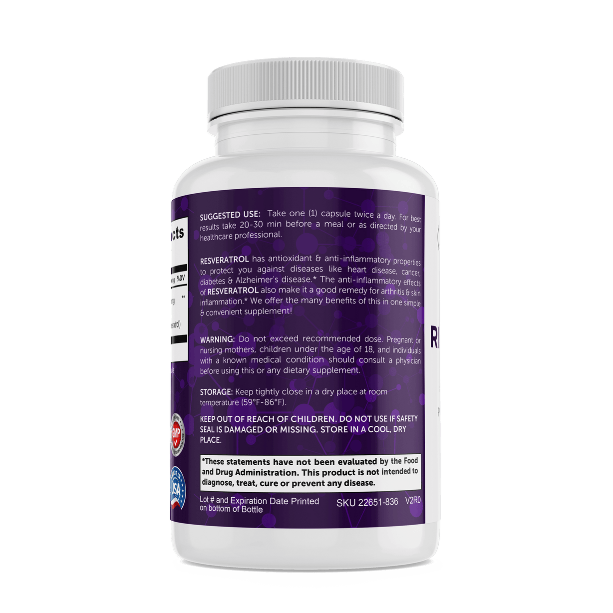 RESVERATROL | Complete Body Labs | Probiotics, Nootropics, Brain Supplements, Protein Bars, Workout Supplements, Health Supplements, Omega-3 & Essential Vitamins For Men & Women