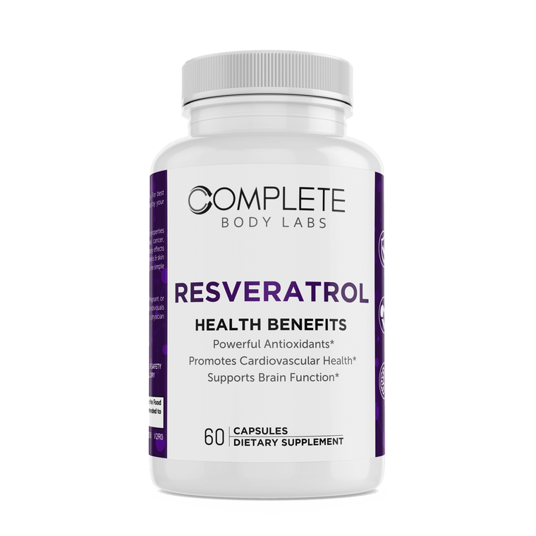 RESVERATROL | Complete Body Labs | Probiotics, Nootropics, Brain Supplements, Protein Bars, Workout Supplements, Health Supplements, Omega-3 & Essential Vitamins For Men & Women