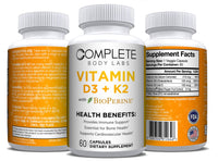 VITAMIN D3 + K2 Complete Body Labs | Probiotics, Nootropics, Brain Supplements, Protein Bars, Workout Supplements, Health Supplements, Omega-3 & Essential Vitamins For Men & Women