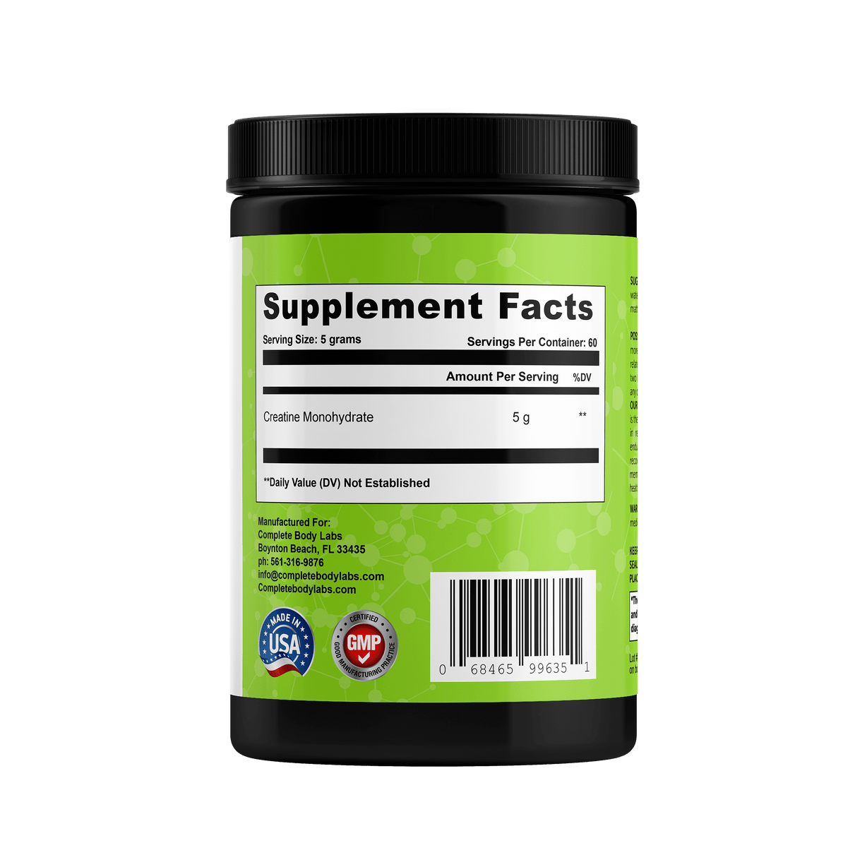 Ultra-Micronized CREATINE MONOHYDRATE (Muscle Cell Volumizer) Complete Body Labs 