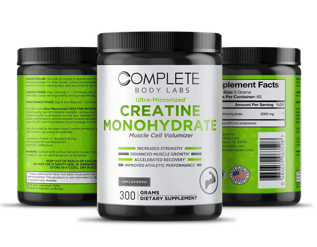 Ultra-Micronized CREATINE MONOHYDRATE (Muscle Cell Volumizer) | Complete Body Labs | Probiotics, Nootropics, Brain Supplements, Protein Bars, Workout Supplements, Health Supplements, Omega-3 & Essential Vitamins For Men & Women