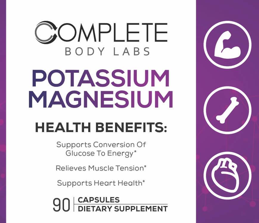 POTASSIUM & MAGNESIUM | Complete Body Labs | Probiotics, Nootropics, Brain Supplements, Protein Bars, Workout Supplements, Health Supplements, Omega-3 & Essential Vitamins For Men & Women 