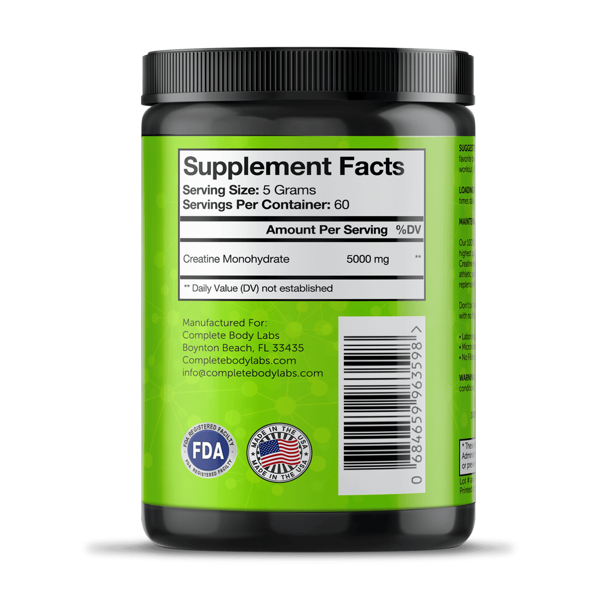 Ultra-Micronized CREATINE MONOHYDRATE (Muscle Cell Volumizer) Complete Body Labs | Probiotics, Nootropics, Brain Supplements, Protein Bars, Workout Supplements, Health Supplements, Omega-3 & Essential Vitamins For Men & Women